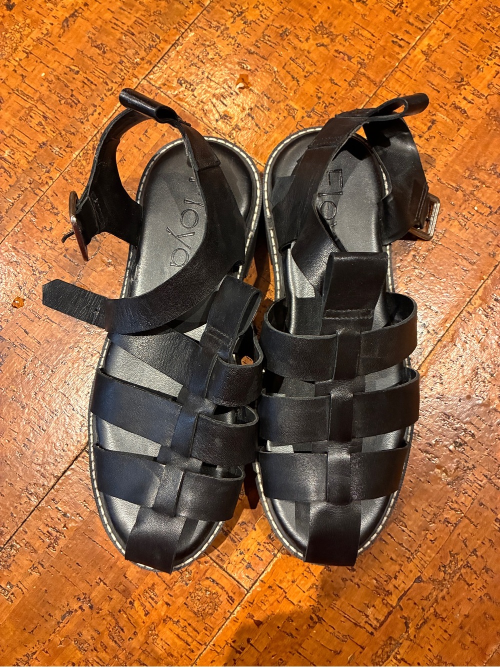 Black Woven Leather Sandals